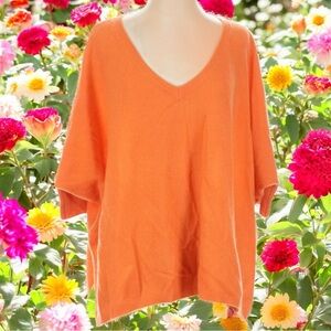 Minnie Rose Orange 100% Cashmere Tunic Top Lagenlook Capsule Comfort XS/S